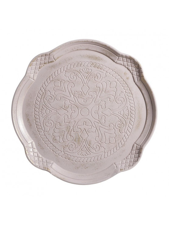 Bandeja Creme/Ouro Trabalhada 35cm