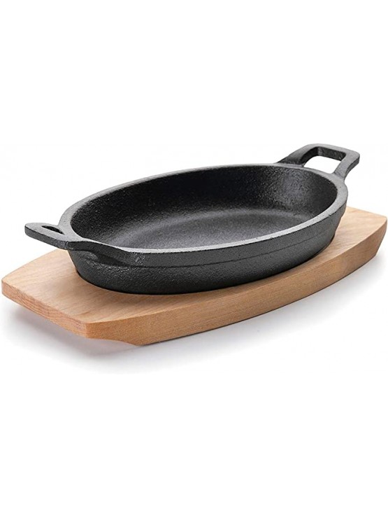 Caçarola Oval Ferro Fundido Ø 21,7 cm Com Base Madeira