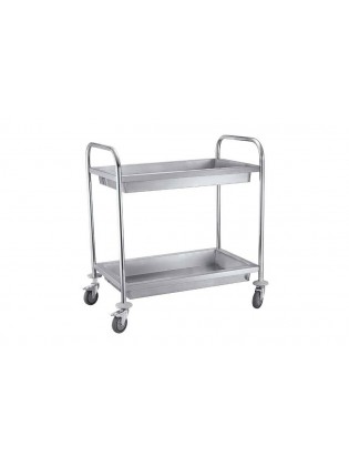 Carro De Serviço 2 Tabuleiros Fundos 10cm Inox/Aço Inoxidável