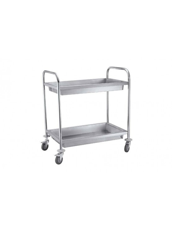 Carro De Serviço 2 Tabuleiros Fundos 10cm Inox/Aço Inoxidável