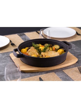 Caçarola Ferro Fundido Ø 30,2 Cm Com Base Madeira