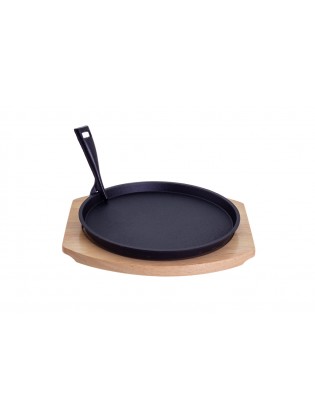 Prato Ferro Fundido C/Pega Amov. Ø26CM e Base Madeira