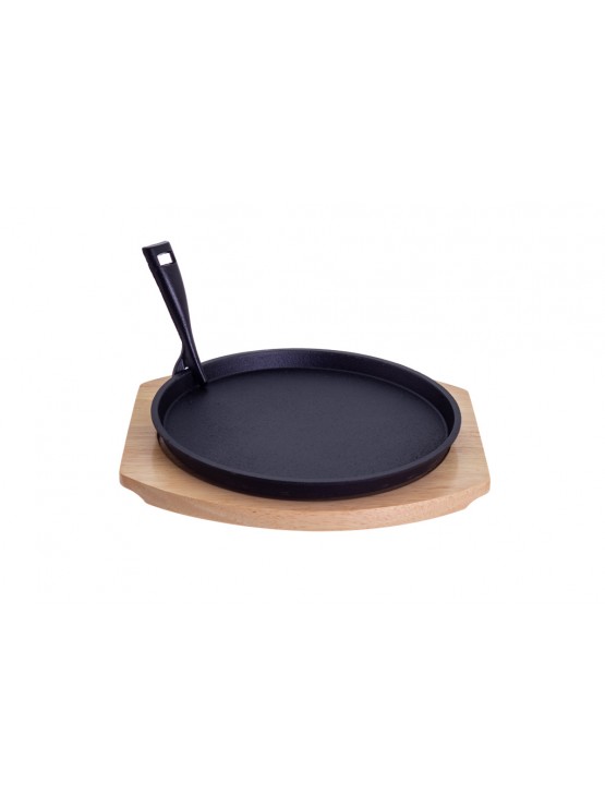 Prato Ferro Fundido C/Pega Amov. Ø26CM e Base Madeira