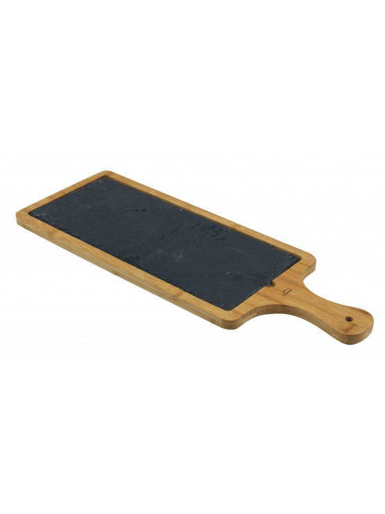 Tábua Retangular De Ardósia e Bambu