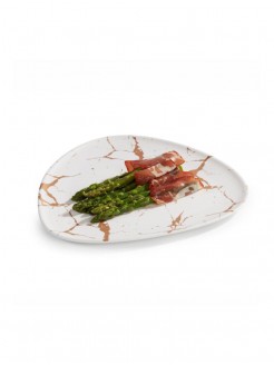 Prato Apresentação Melamina Branco/Dourado | GOLDEN 