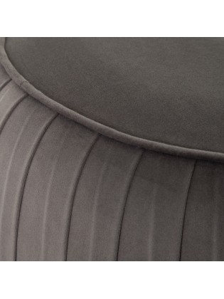 Puff Veludo Cinza Redondo