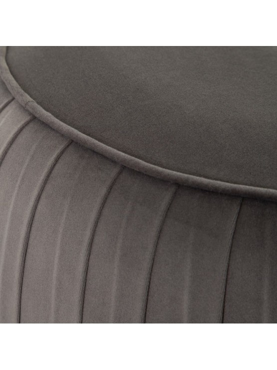 Puff Veludo Cinza Redondo