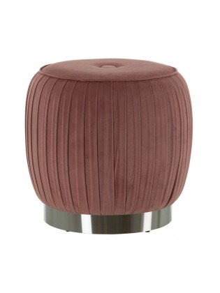 Puff Veludo Rosa Redondo