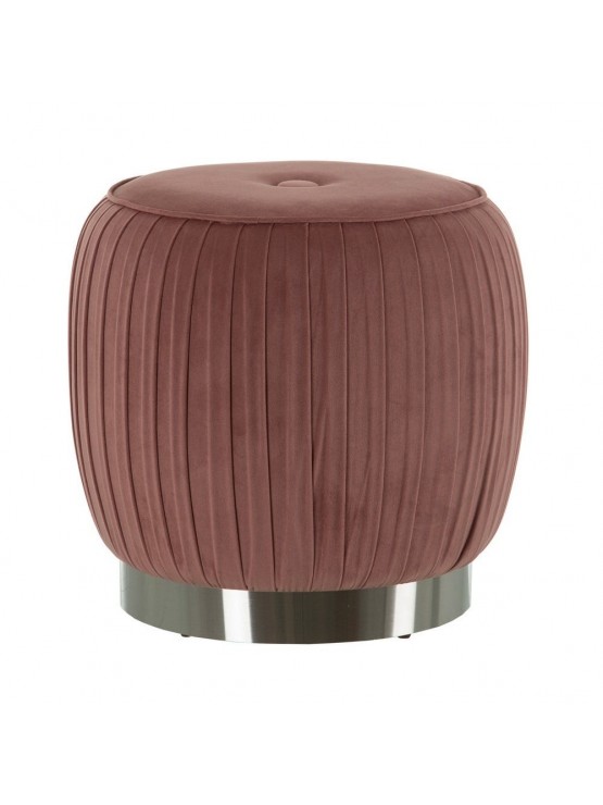 Puff Veludo Rosa Redondo