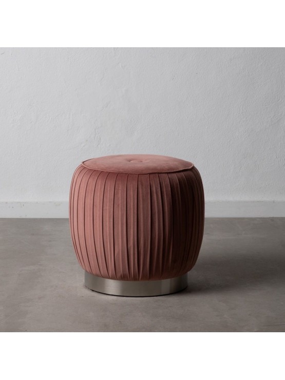 Puff Veludo Rosa Redondo