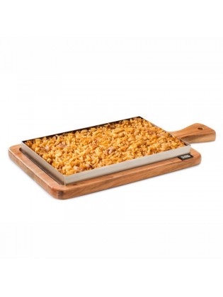 Tábua Madeira Retangular e cesto Aço Inoxidável